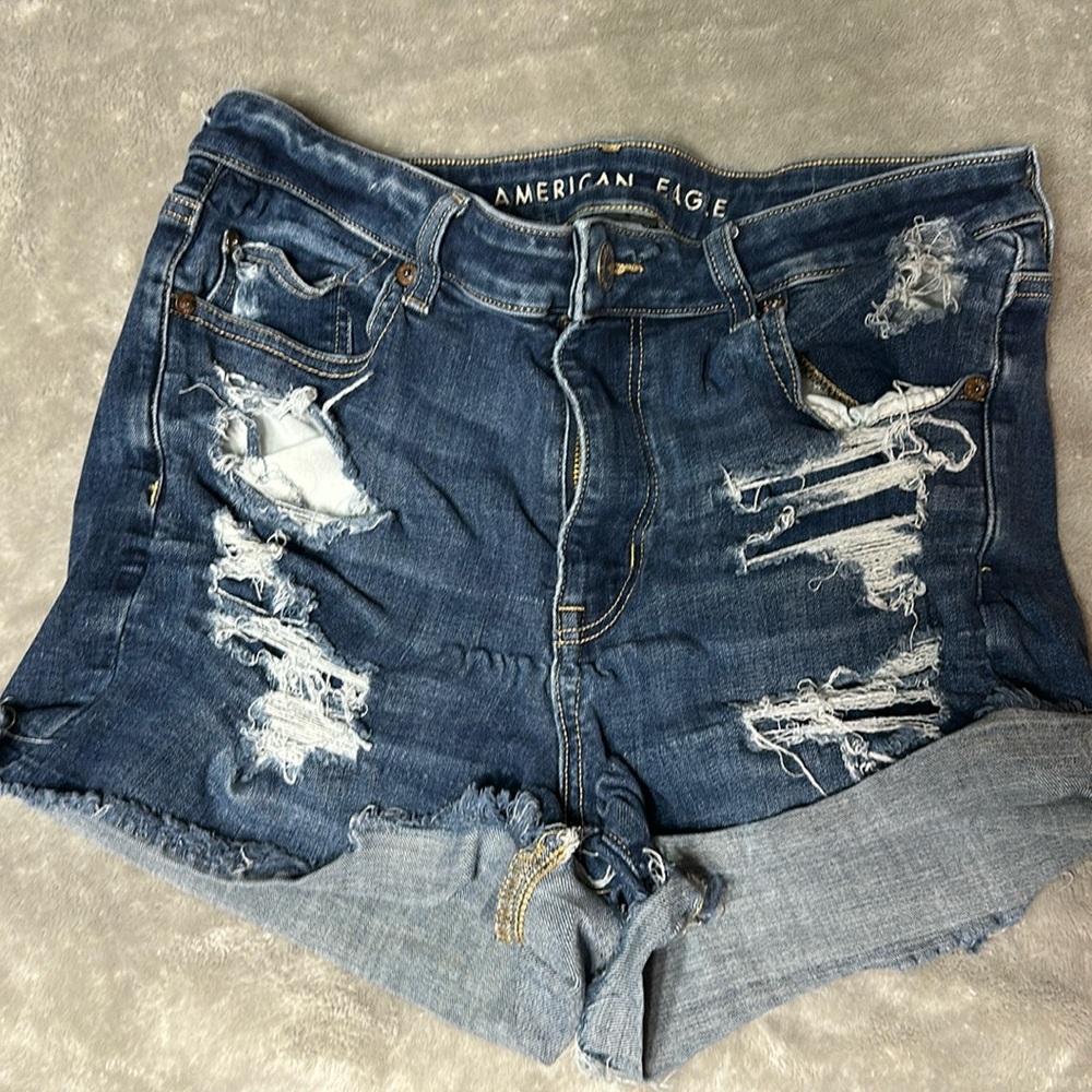 American Eagle Outfitters Blue Jean Shorts Distressed Style